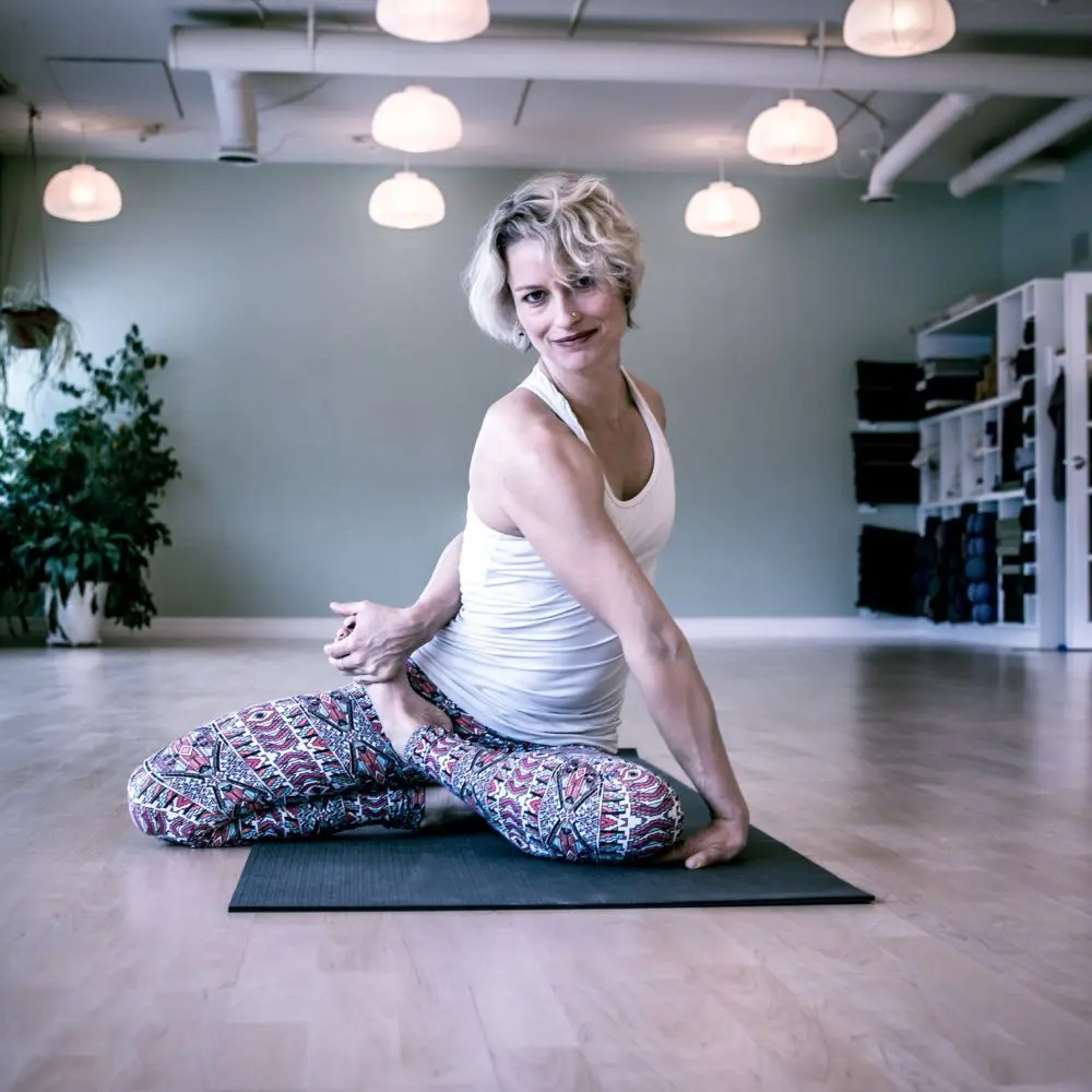 Harmony Slater in a twist asana
