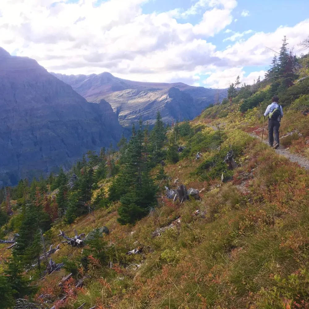 Jill Lacher hiking Glacier Park