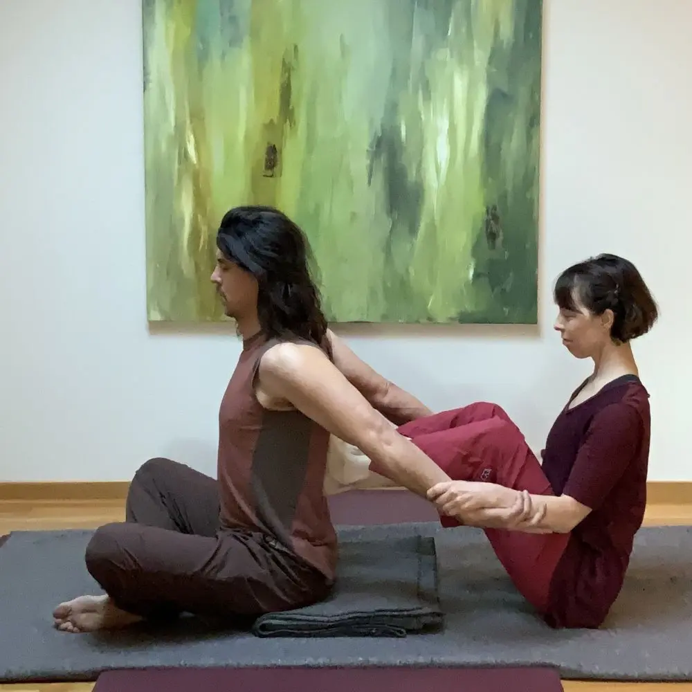 Jill Lacher demonstration partner yoga