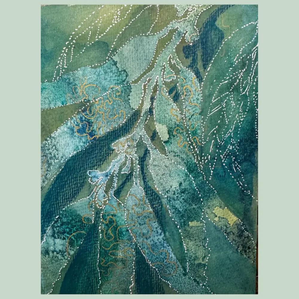 Artwork of green leaves