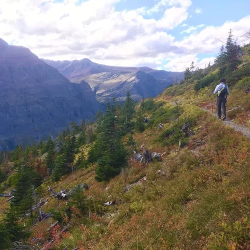 Jill Lacher hiking Glacier Park