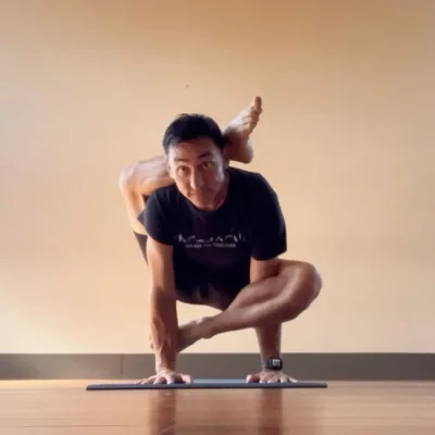 Ricardo in omkarasana pose
