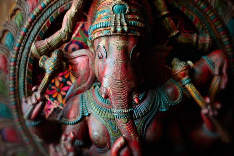 Detail of an old Ganesh sculpture.