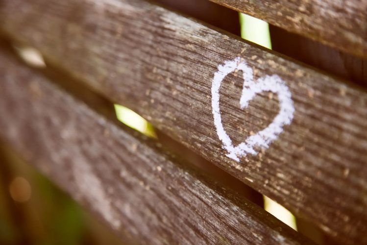 heart drawn on wood