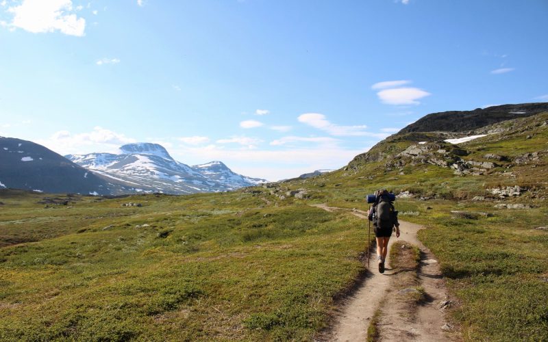 Man hiking on trail