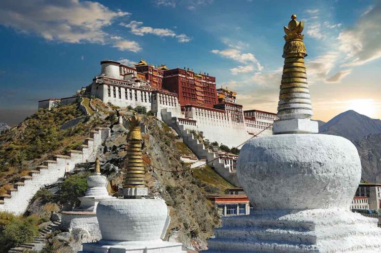 The Potala Palace in Tibet during sunset