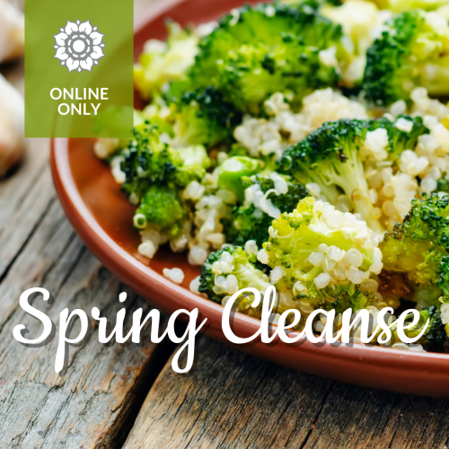 A close up view of cooked broccoli and quinoa in a reddish-brown dish. A thumbnail reads "Online Only".