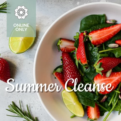 summer cleanse photo with strawberries and seasonal food