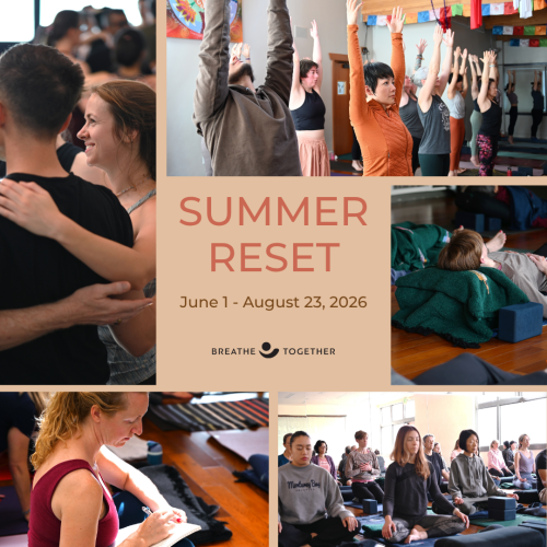 Summer 2026 Reset showing snapshots of various people participating in yoga classes
