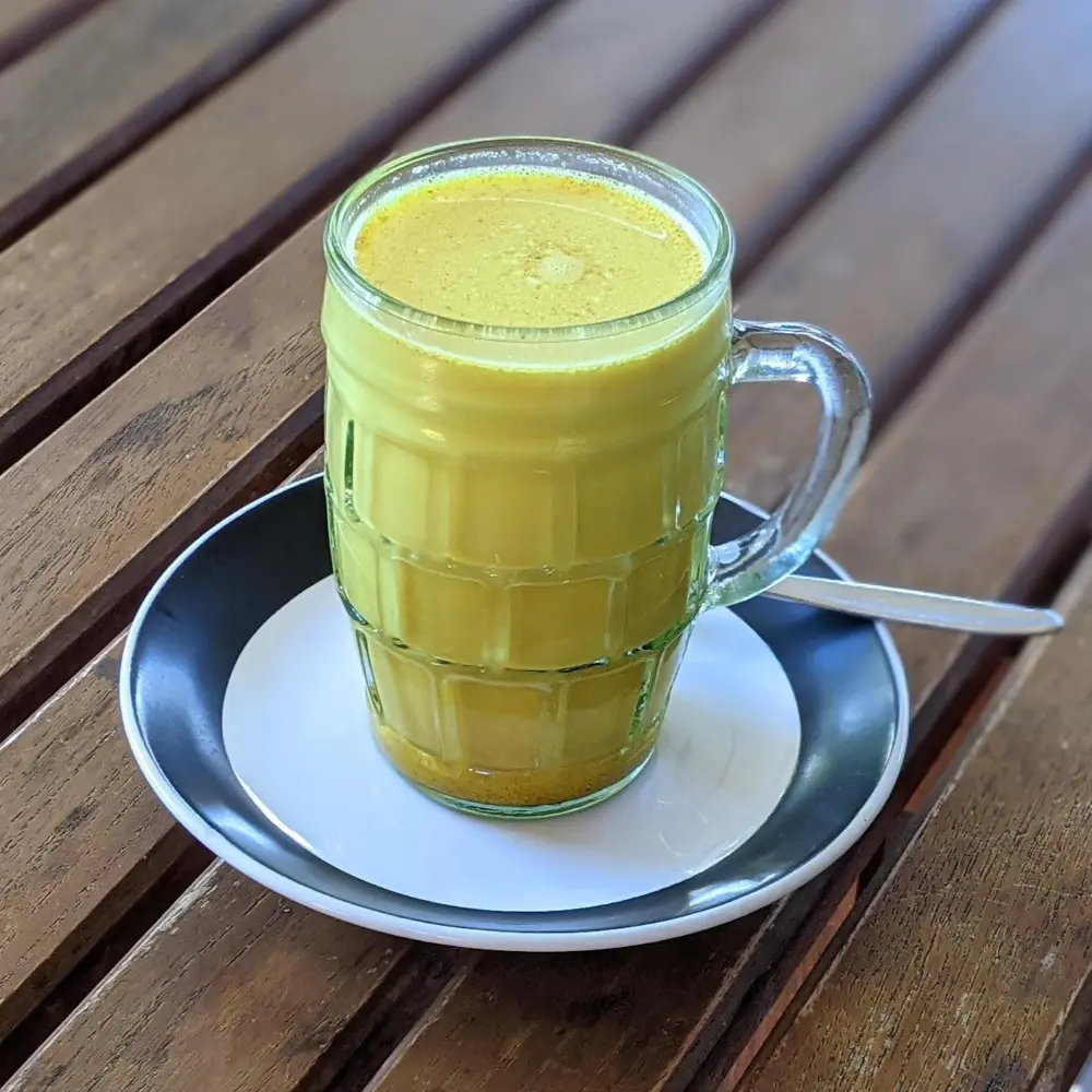 Golden Milk drink in a clear mug