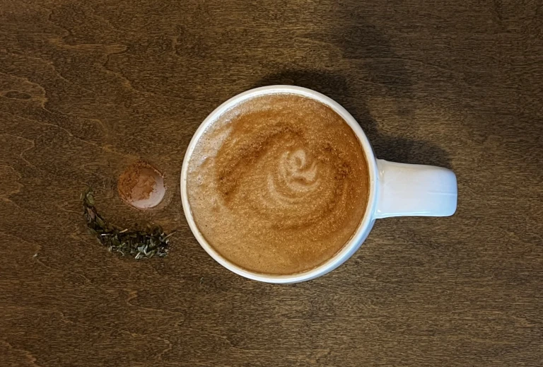 peppermint mocha in a white mug