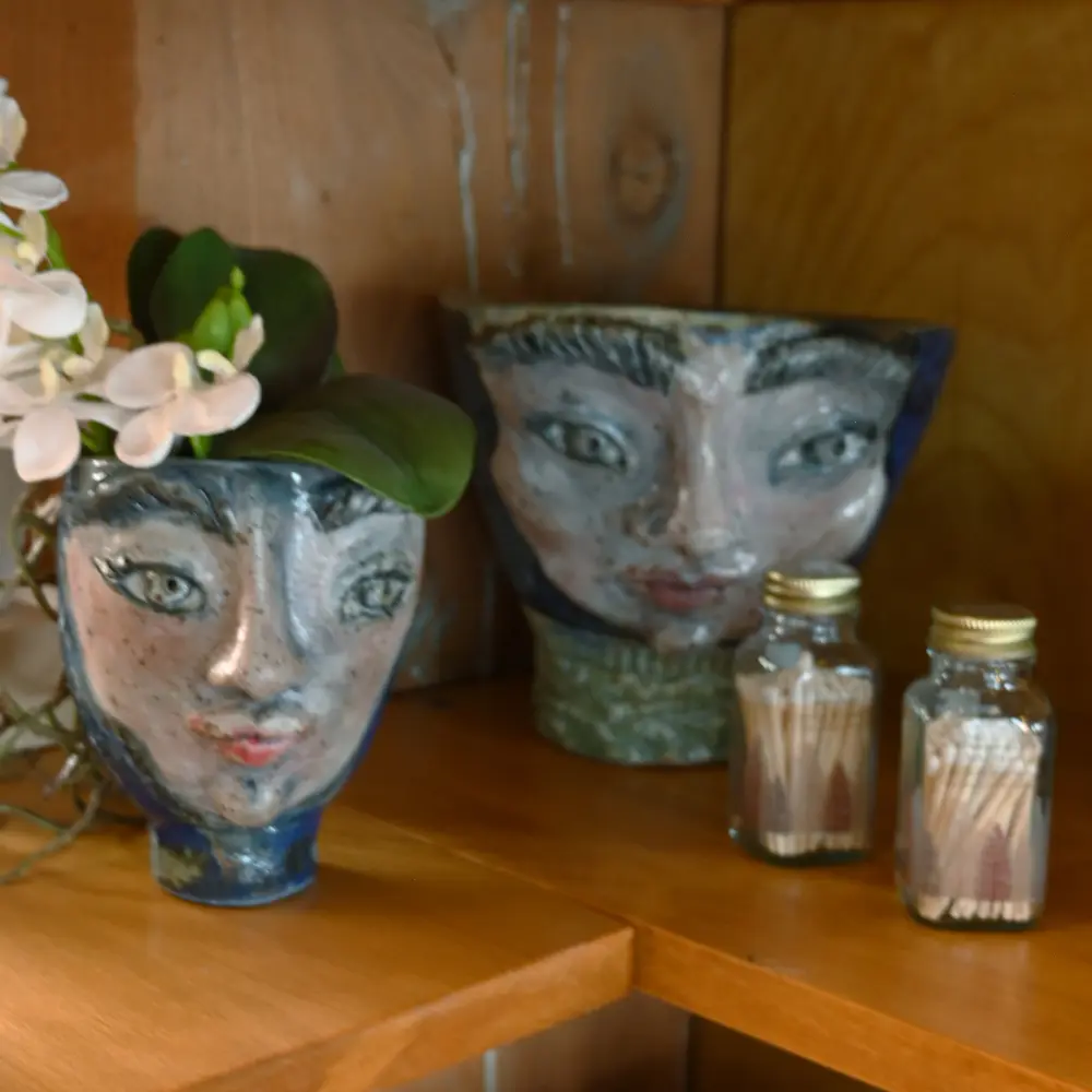 pottery and matches in the retail shop