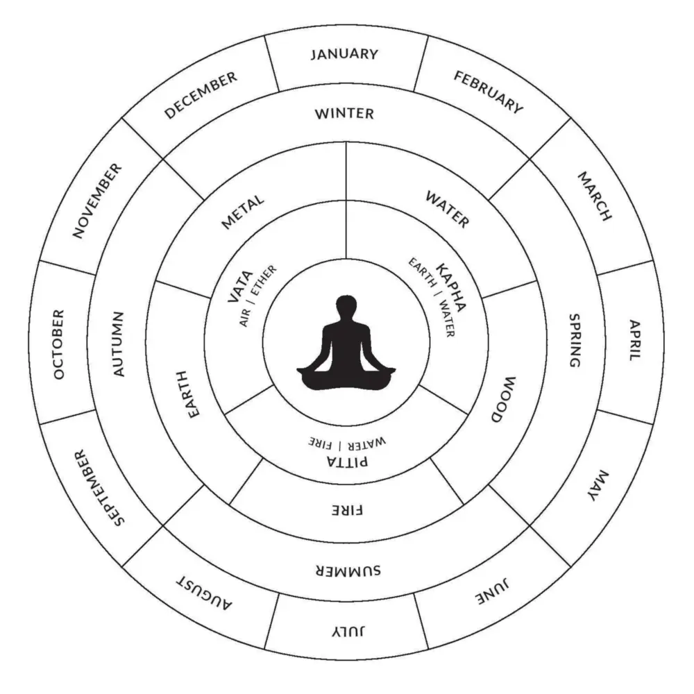 photo of a circle containing information on the seasons, with winter on top